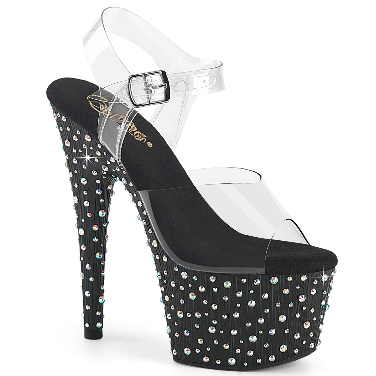 Pleaser Women's Platform Shoes STARDANCE-708 Clr/Blk-Slv Multi RS