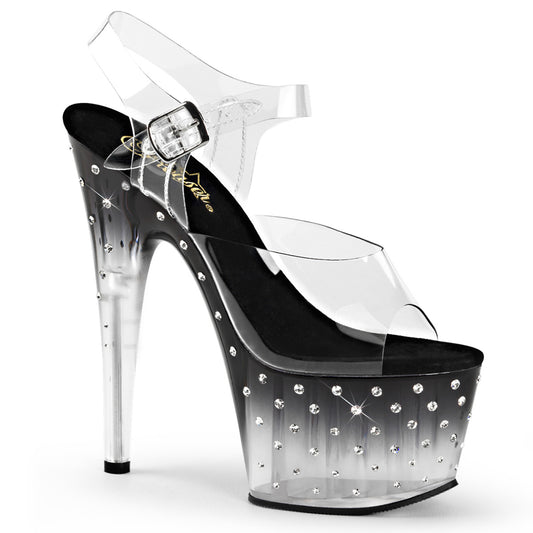 Pleaser Damen Sandalen STARDUST-708T CLR / BLK-CLR