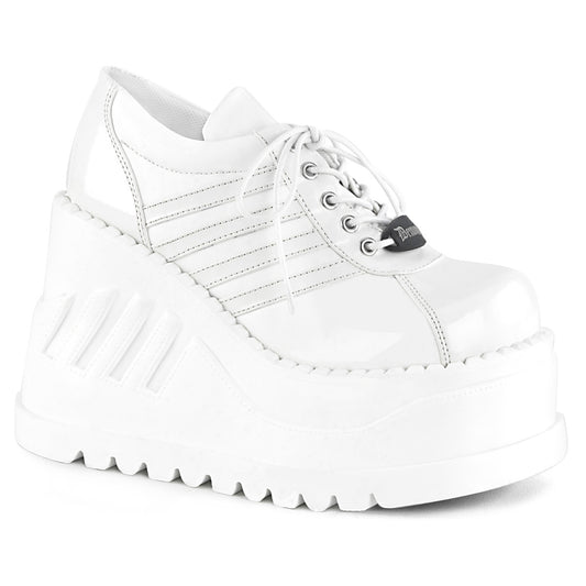 DemoniaCult Frauenpumpen STOMP-08 WHT Pat-Vegan Leder