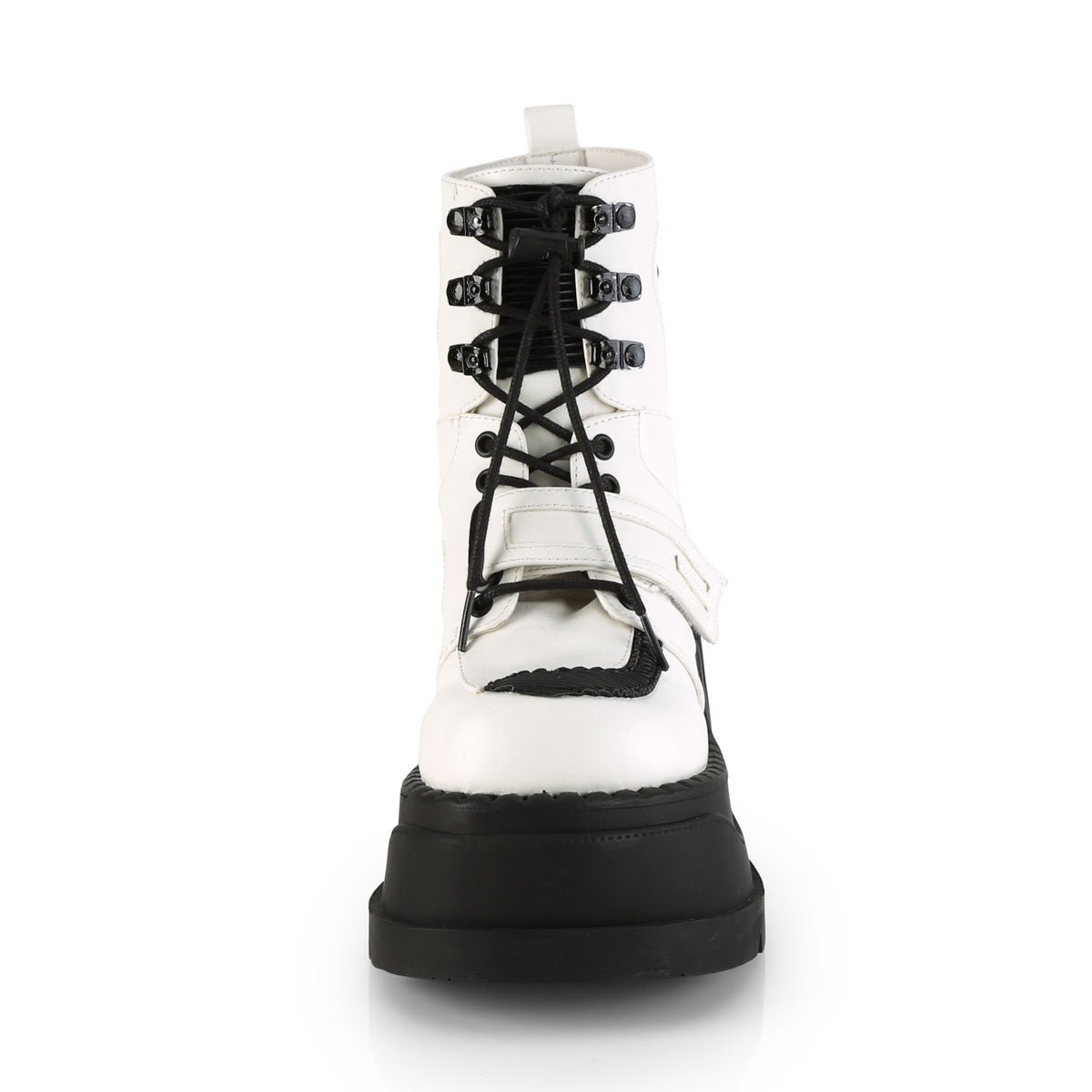 DemoniaCult Damenknöchelstiefel STOMP-13 wht veganes Leder