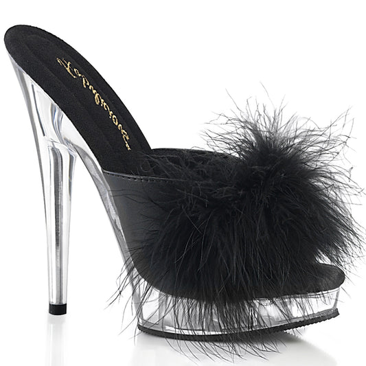 Fabulicious  Sandalen SULTRY-601f BLK PU-Marabou Fur / CLR