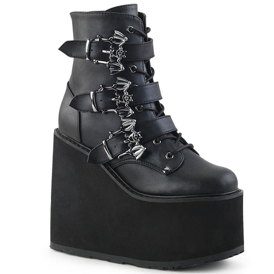 DemoniaCult Damenknöchelstiefel SWING-103 BLK Vegan Leder