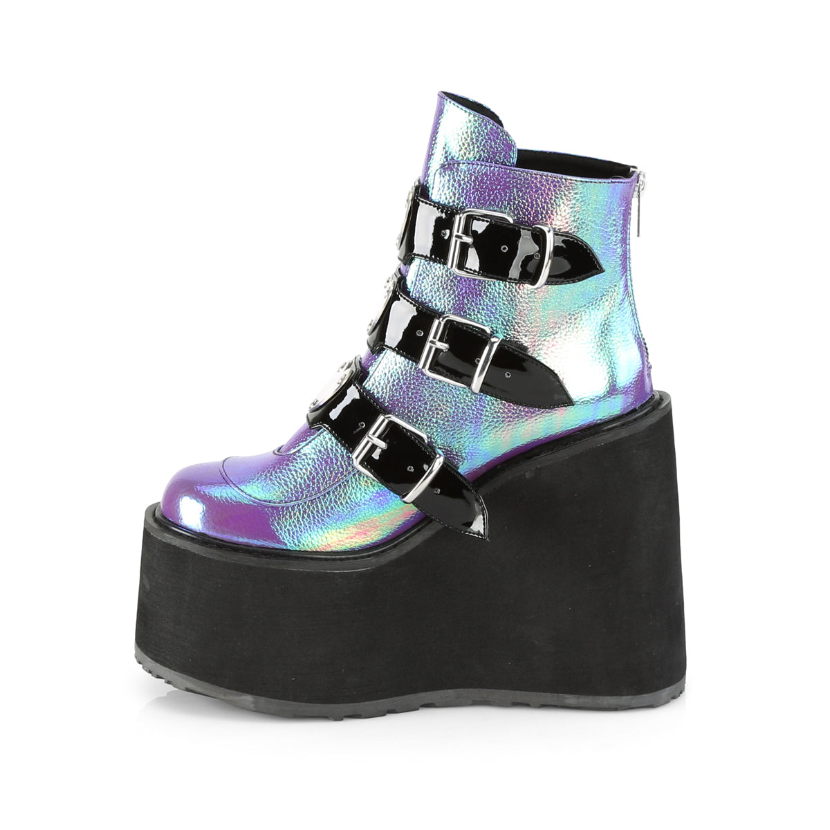 DemoniaCult Damenknöchelstiefel SWING-105 Purple schillernde veganes Leder