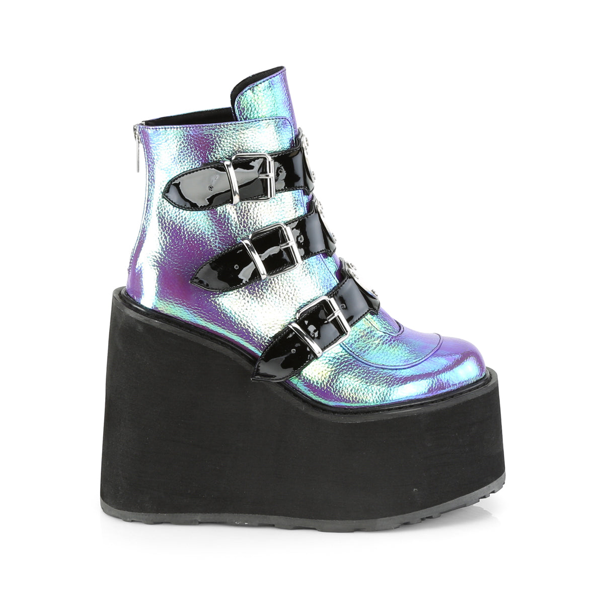 DemoniaCult Damenknöchelstiefel SWING-105 Purple schillernde veganes Leder