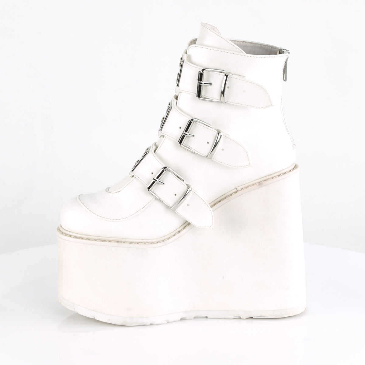 DemoniaCult Damenknöchelstiefel SWING-105 weißes veganes Leder