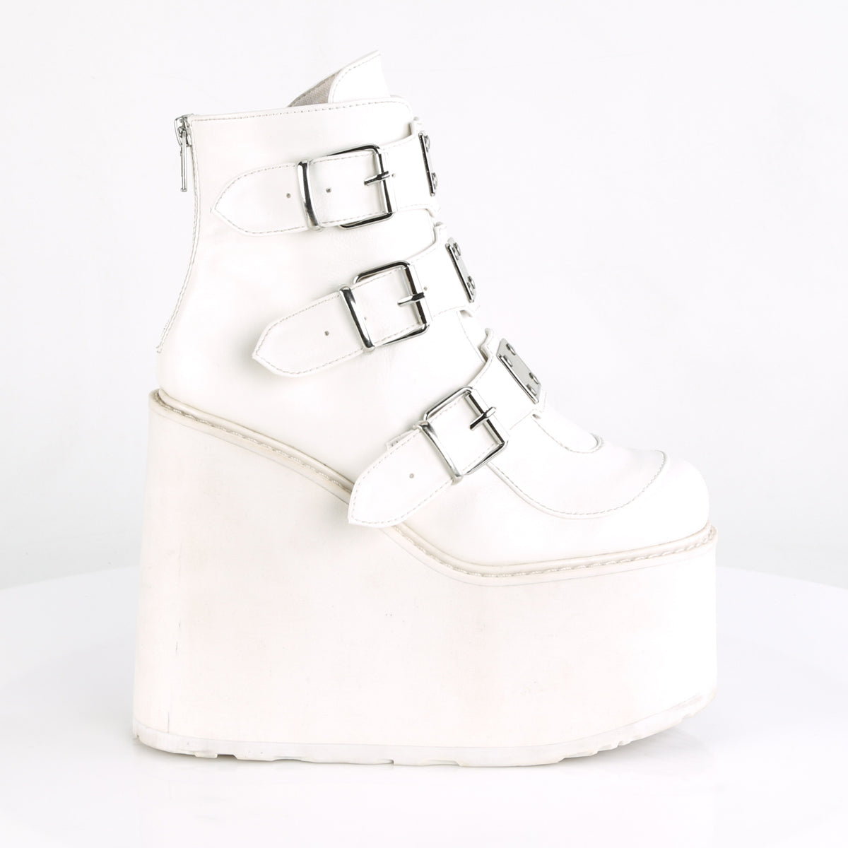 DemoniaCult Damenknöchelstiefel SWING-105 weißes veganes Leder