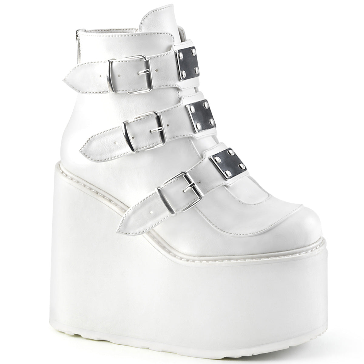 DemoniaCult Damenknöchelstiefel SWING-105 weißes veganes Leder