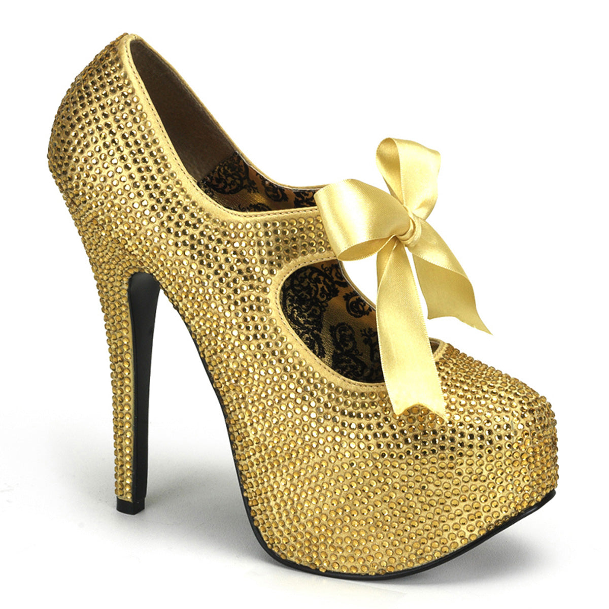 Bordello Frauenpumpen TEEZE-04r Gold Strasssteine.