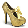 Bordello Frauenpumpen TEEZE-04r Gold Strasssteine.