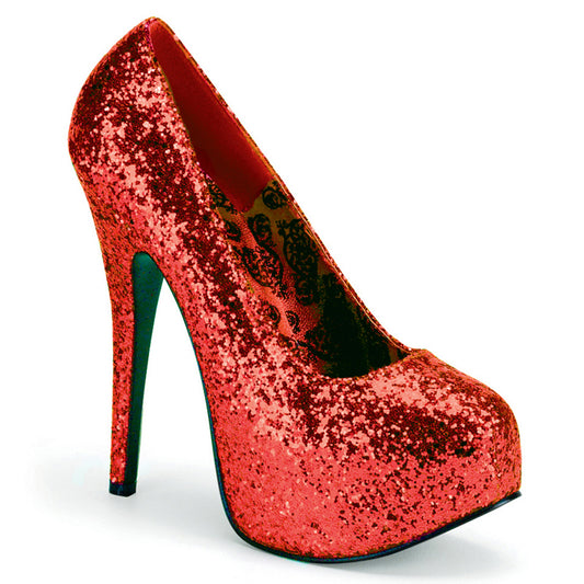 Pleaser Pink Label Frauenpumpen TEEZE-06gw rotes Glitter.