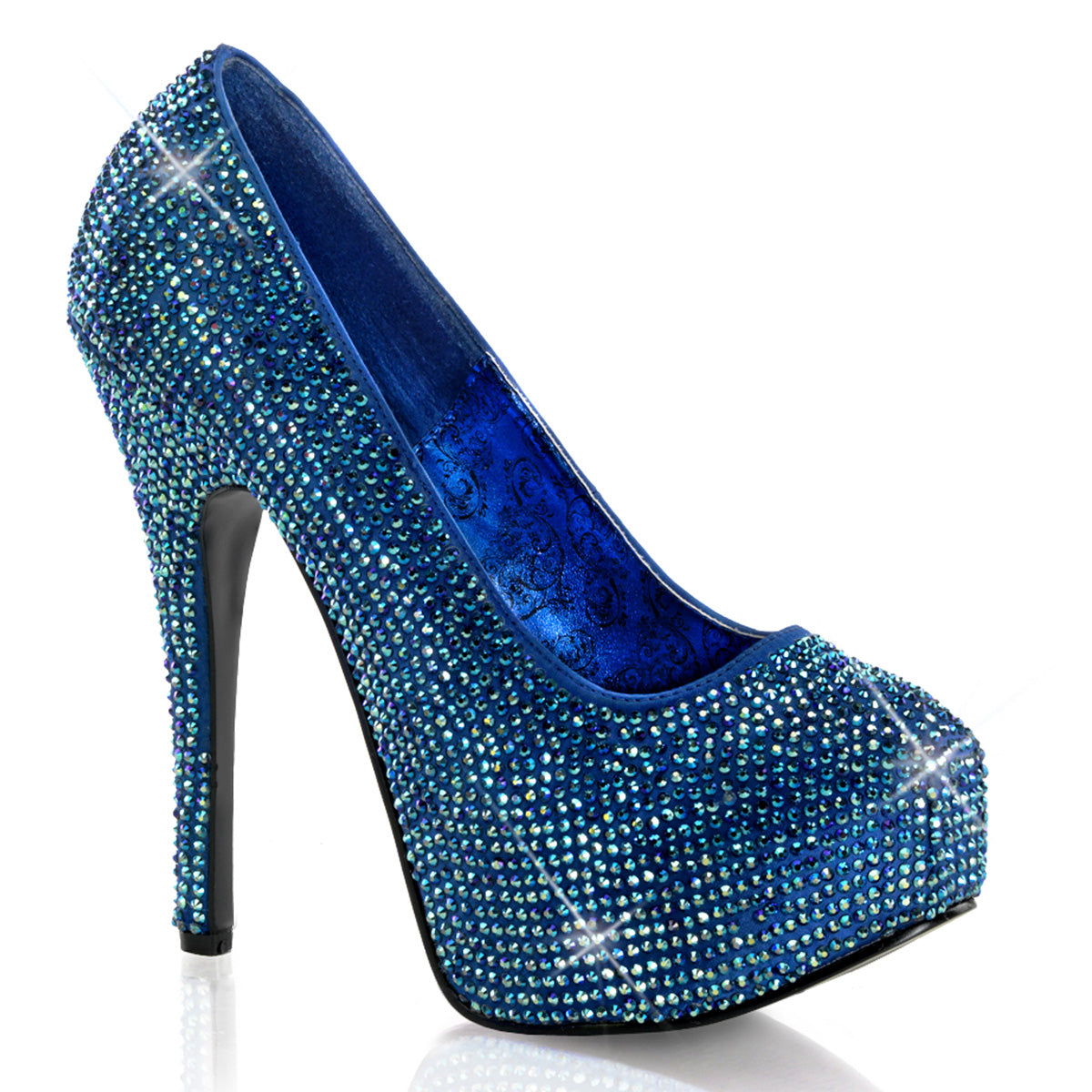 Bordello Frauenpumpen TEEZE-06R Blue Satin-Irid Rs