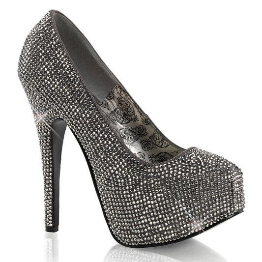 Bordello Frauenpumpen TEEZE-06R grauer Satin-Pewter Rs