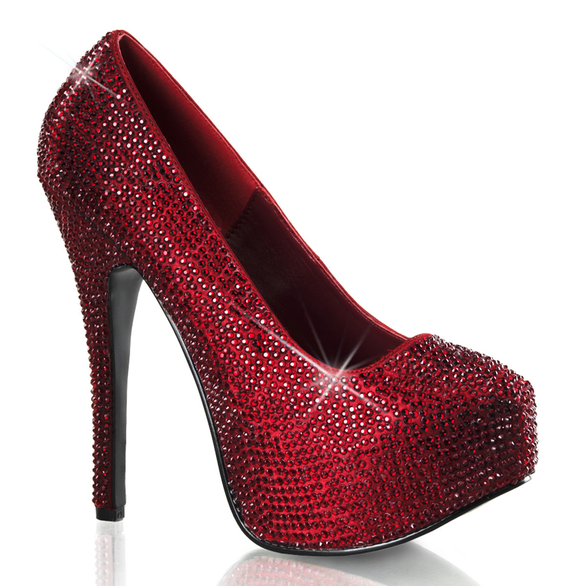 Bordello Frauenpumpen TEEZE-06R Ruby Red Satin Rs