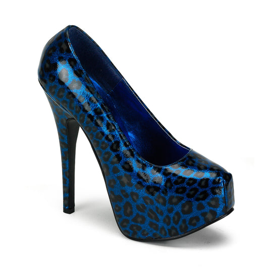 Bordello Frauenpumpen TEEZE-37 Blauer Gepard pat