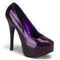 Bordello Frauenpumpen TEEZE-37 Purple Cheetah Pat