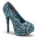 Bordello Frauenpumpen TEEZE-39 B.Blue Blumensatin