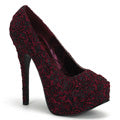 Bordello Frauenpumpen TEEZE-39 Burgund Blumensatin