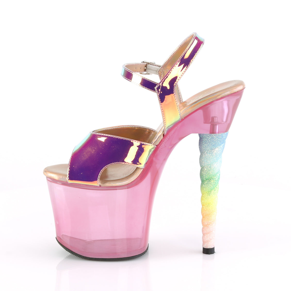 Pleaser Damen Sandalen Unicorn-711t Rosa Shifting TPU / Bubble Gummi Pink getönt