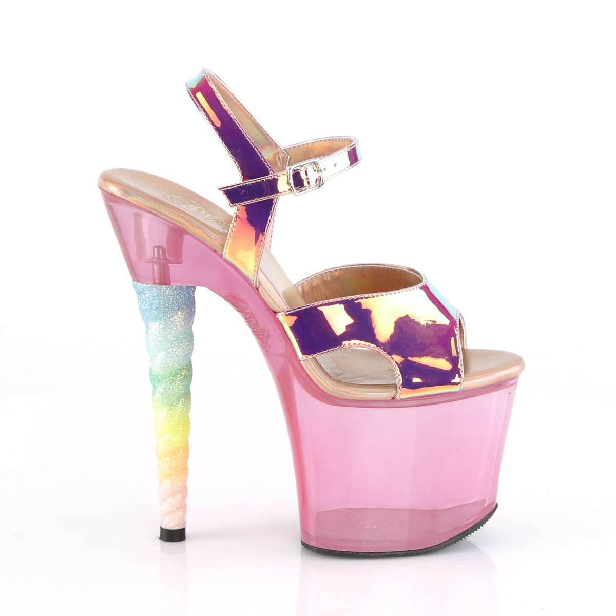 Pleaser Damen Sandalen Unicorn-711t Rosa Shifting TPU / Bubble Gummi Pink getönt