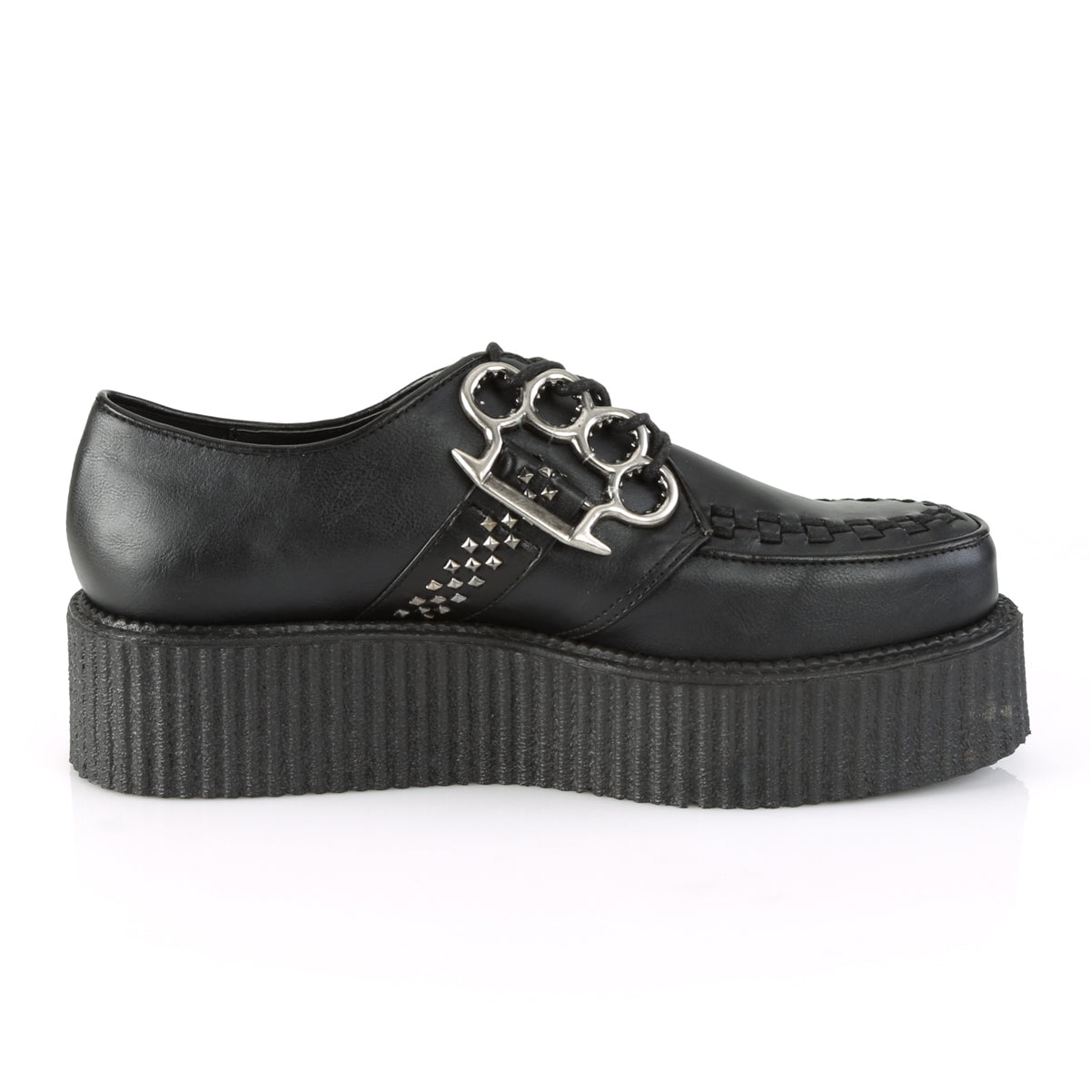 DemoniaCult Herren -Niederschuh V-CREEPER-516 BLK Vegan Leder