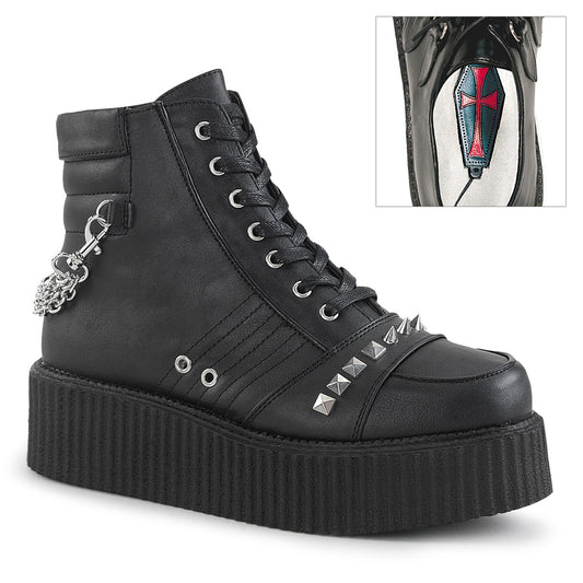 DemoniaCult Herren -Niederschuh V-CREEPER-565 BLK Vegan Leder