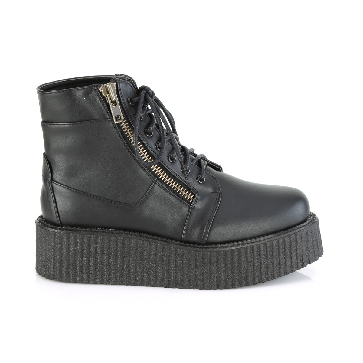 DemoniaCult Herren -Niederschuh V-CREEPER-571 BLK Vegan Leder
