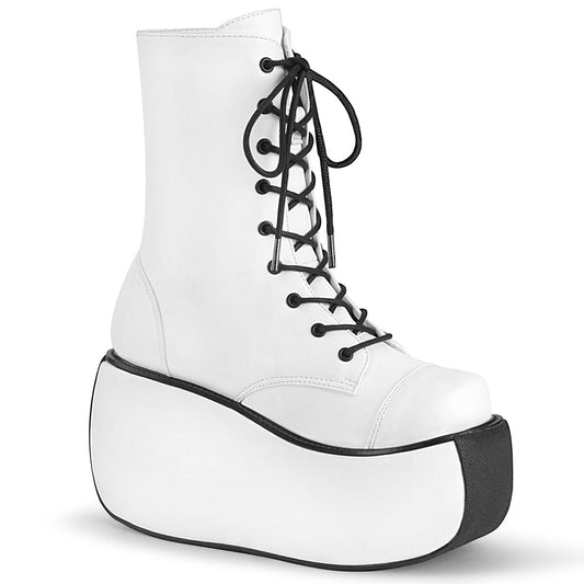 DemoniaCult Damenknöchelstiefel VIOLET-120 WHT veganes Leder