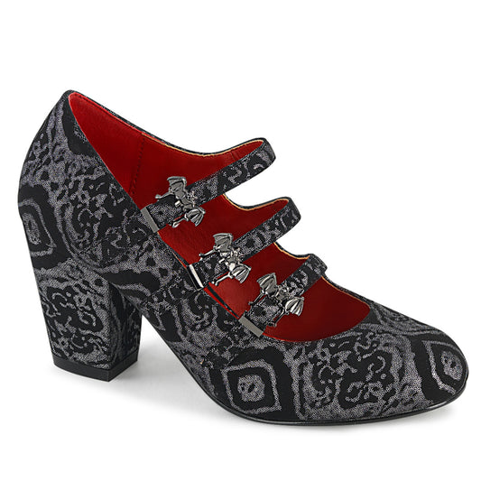 DemoniaCult Frauenpumpen VIVIKA-38 BLK-Silver Faux Nubuck Leder