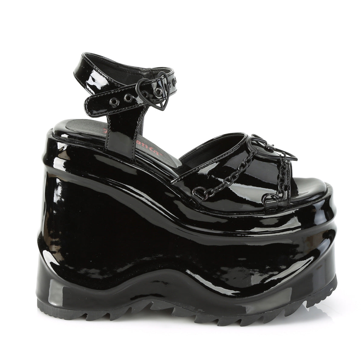 DemoniaCult Frauen Sandalen WAVE-09 Blk Pat