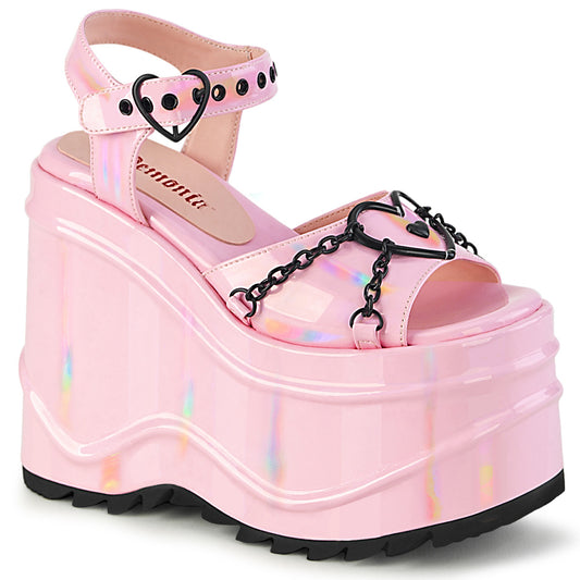DemoniaCult Frauen Sandalen WAVE-09 B. Pink Hologramm