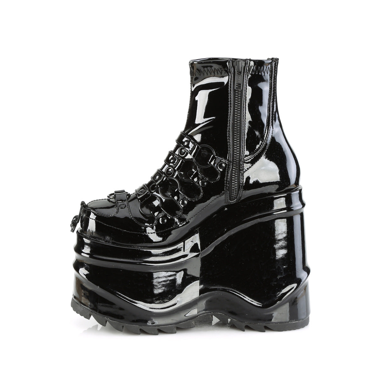 DemoniaCult Ankle Boots WAVE-110 Blk Pat
