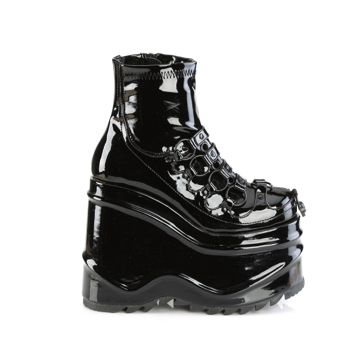 DemoniaCult Ankle Boots WAVE-110 Blk Pat