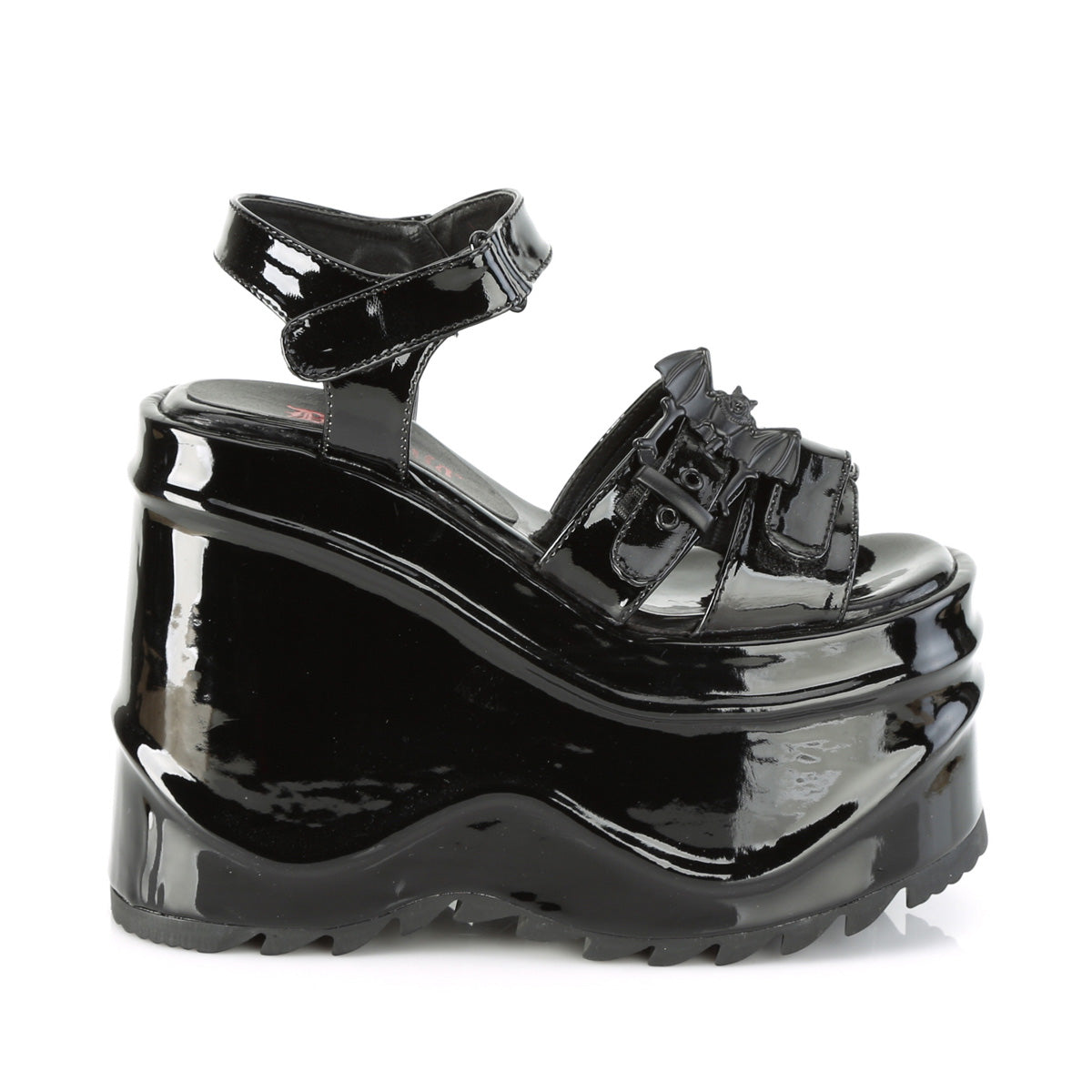 DemoniaCult Frauen Sandalen WAVE-13 Blk Pat