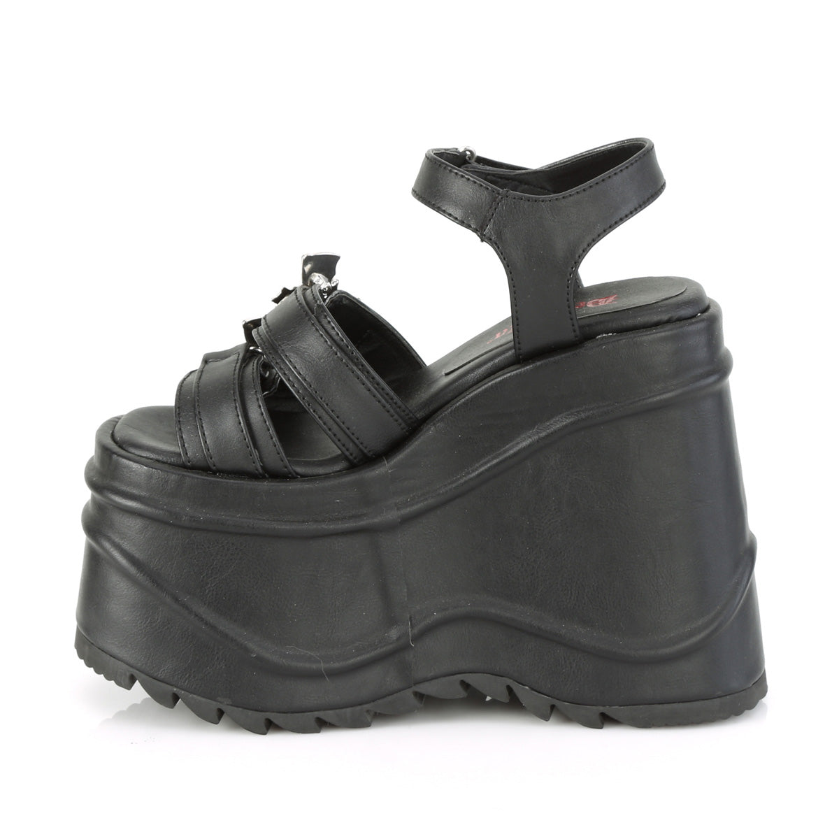 DemoniaCult Frauen Sandalen WAVE-13 BLK Vegan Leder
