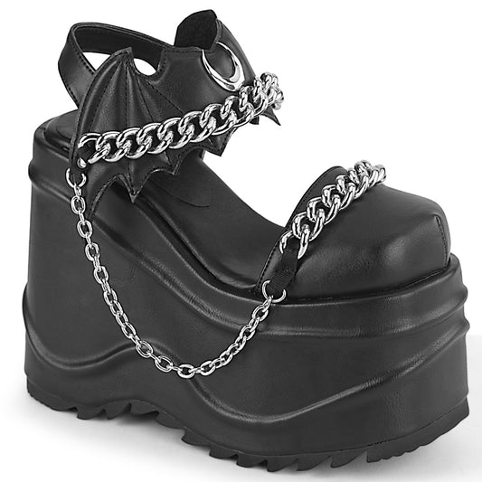 DemoniaCult Frauen Sandalen WAVE-20 BLK Vegan Leder