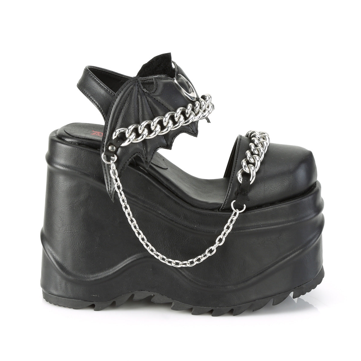 DemoniaCult Frauen Sandalen WAVE-20 BLK Vegan Leder