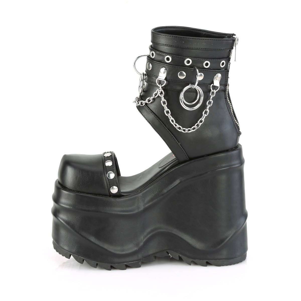 DemoniaCult Frauen Sandalen WAVE-22 BLK Vegan Leder