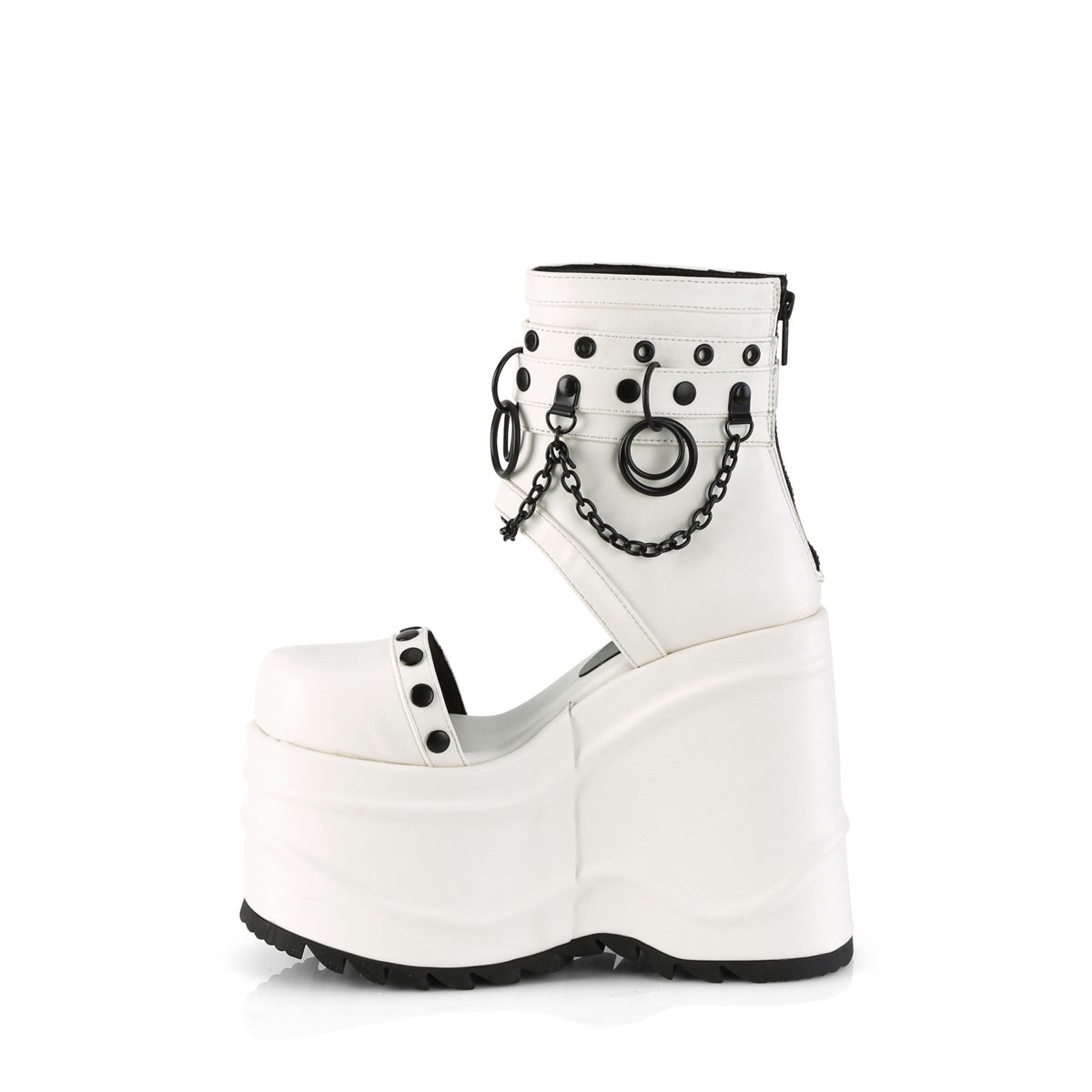 DemoniaCult Sandals WAVE-22 Wht Vegan Leather