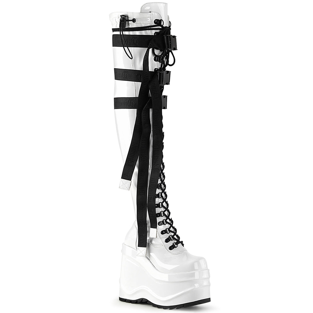 DemoniaCult Stiefel WAVE-315 WHT Stretch Patent