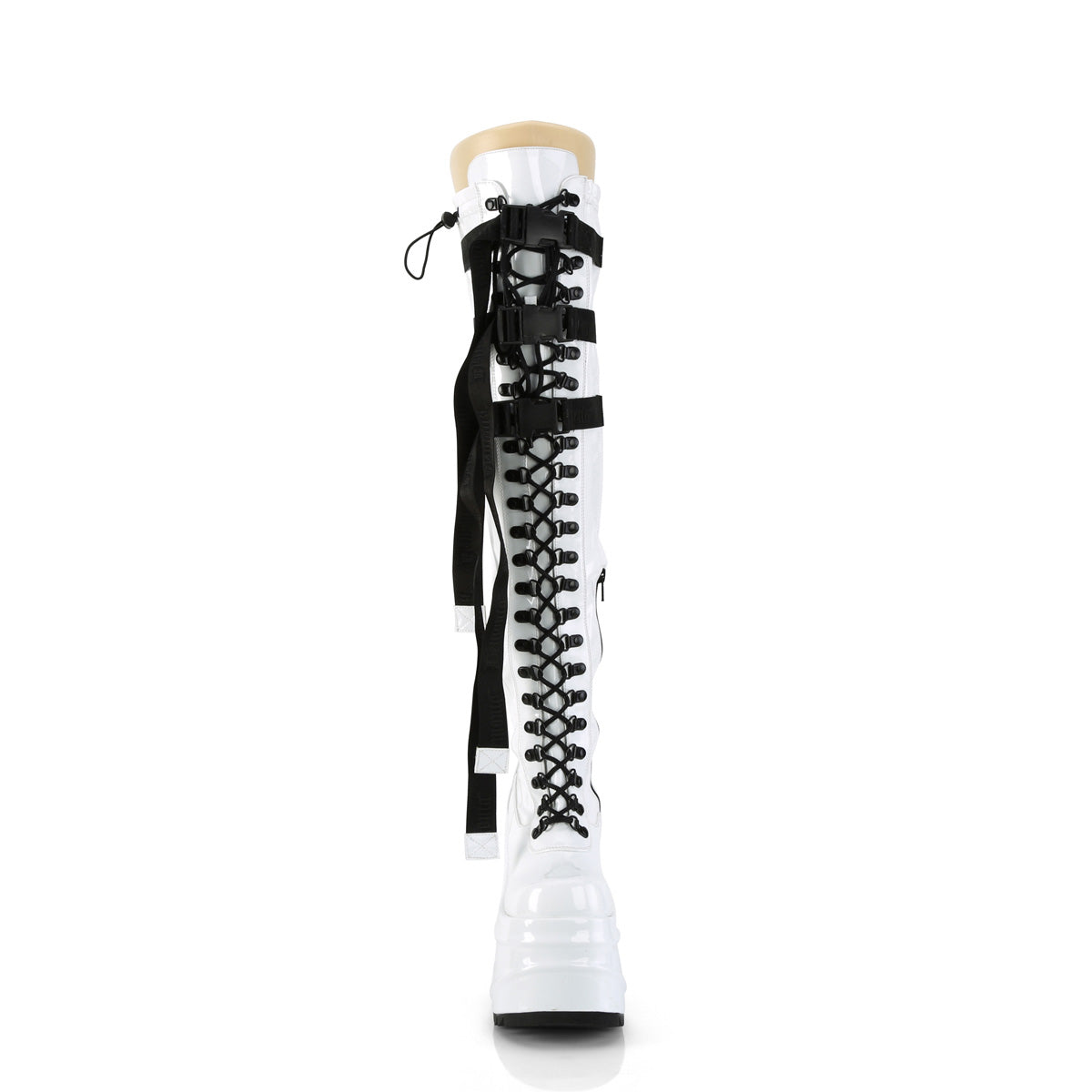 DemoniaCult Stiefel WAVE-315 WHT Stretch Patent