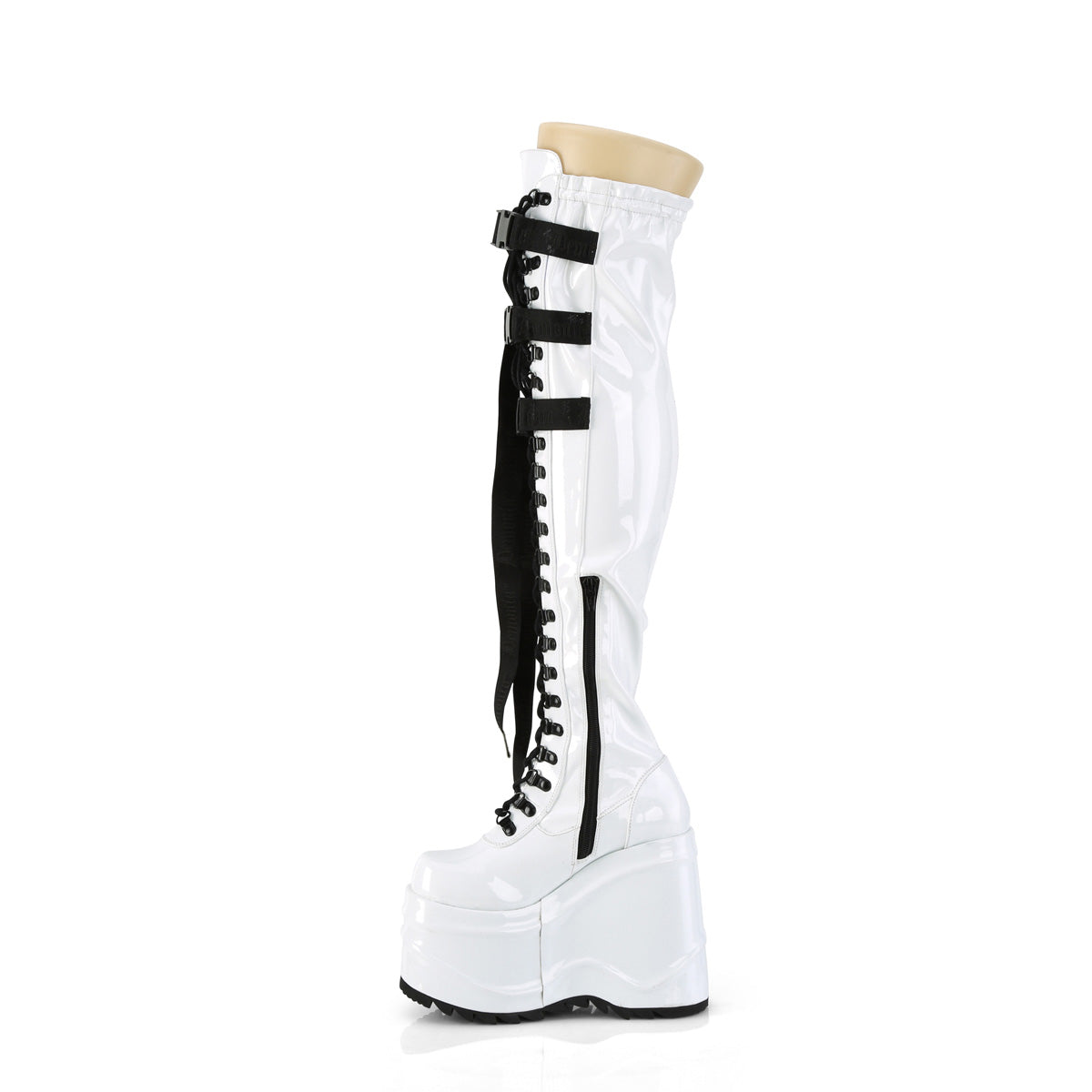 DemoniaCult Stiefel WAVE-315 WHT Stretch Patent