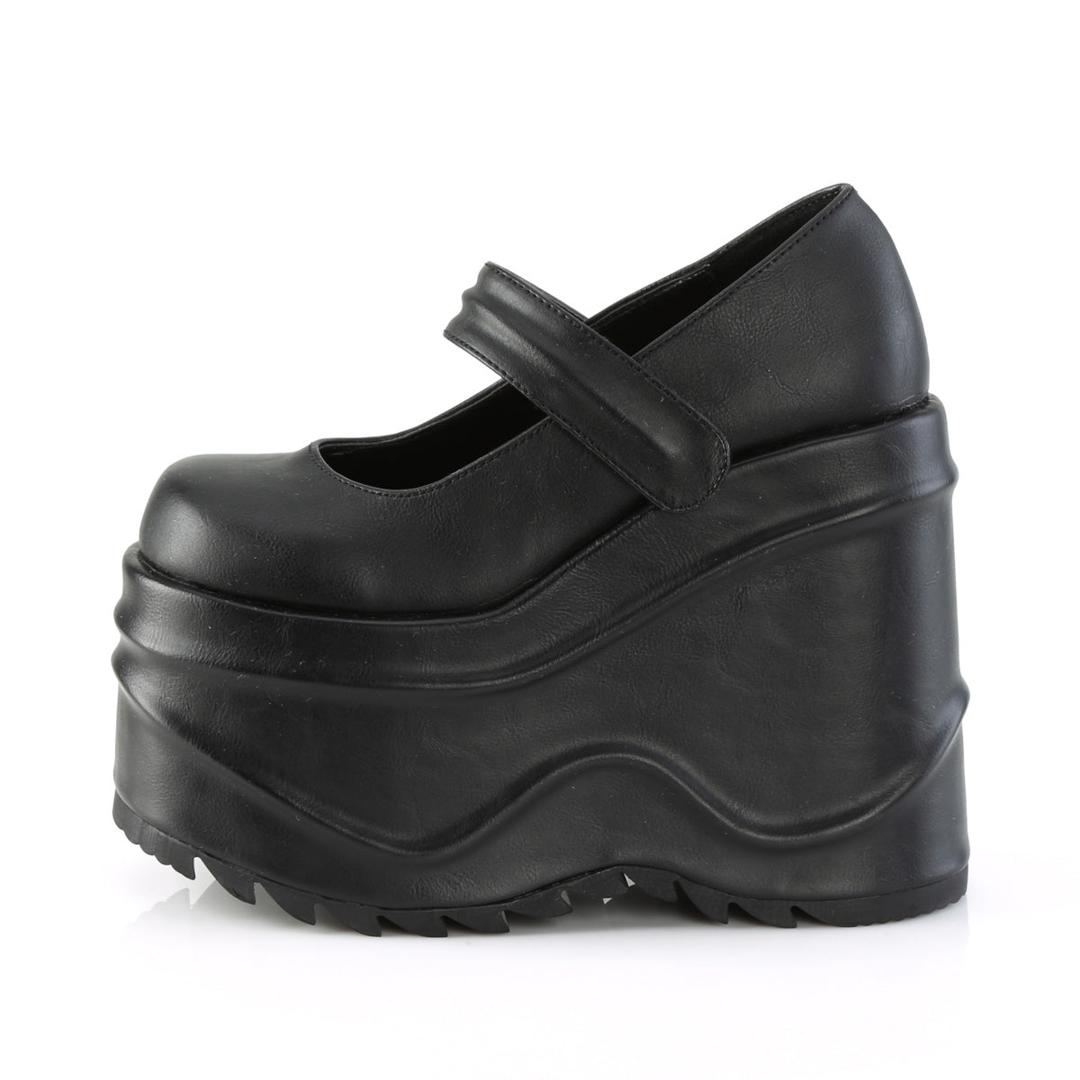 DemoniaCult Frauenpumpen WAVE-32 BLK Vegan Leder