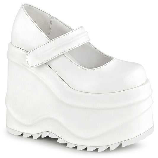 DemoniaCult Frauenpumpen WAVE-32 wht veganes Leder