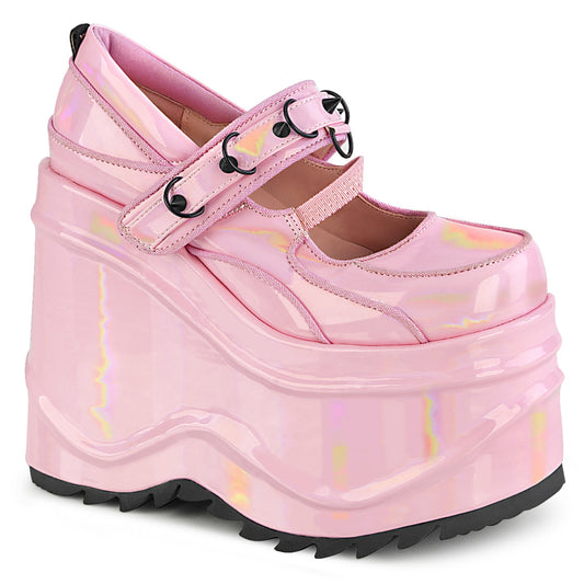 DemoniaCult Frauenpumpen WAVE-48 B. Pink Hologramm Pat