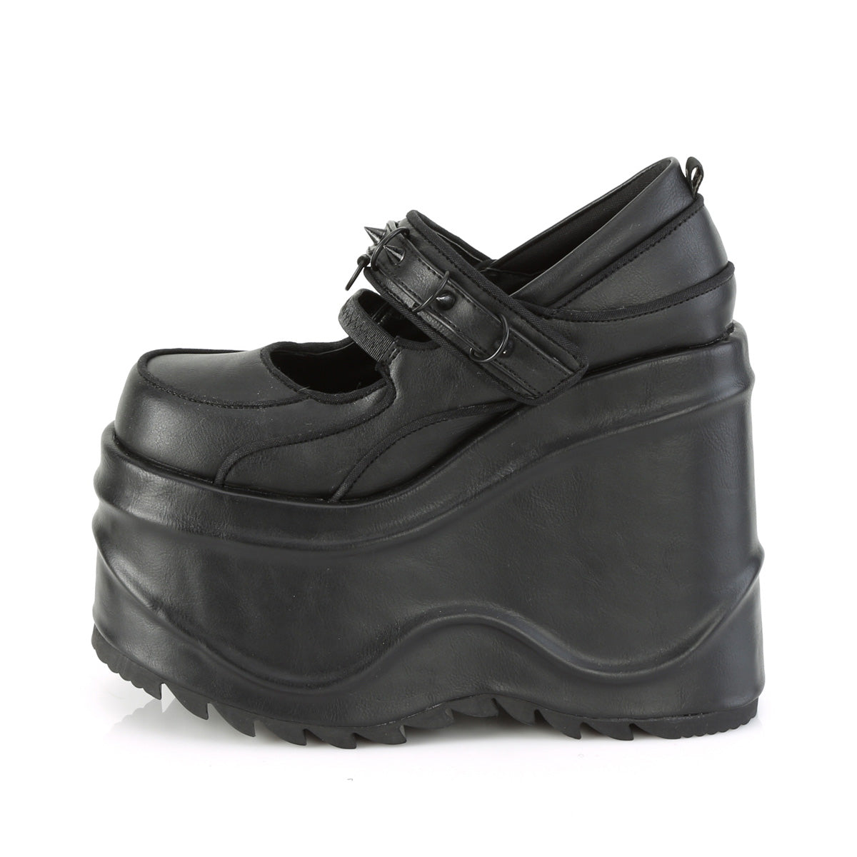 DemoniaCult Frauenpumpen WAVE-48 BLK Vegan Leder
