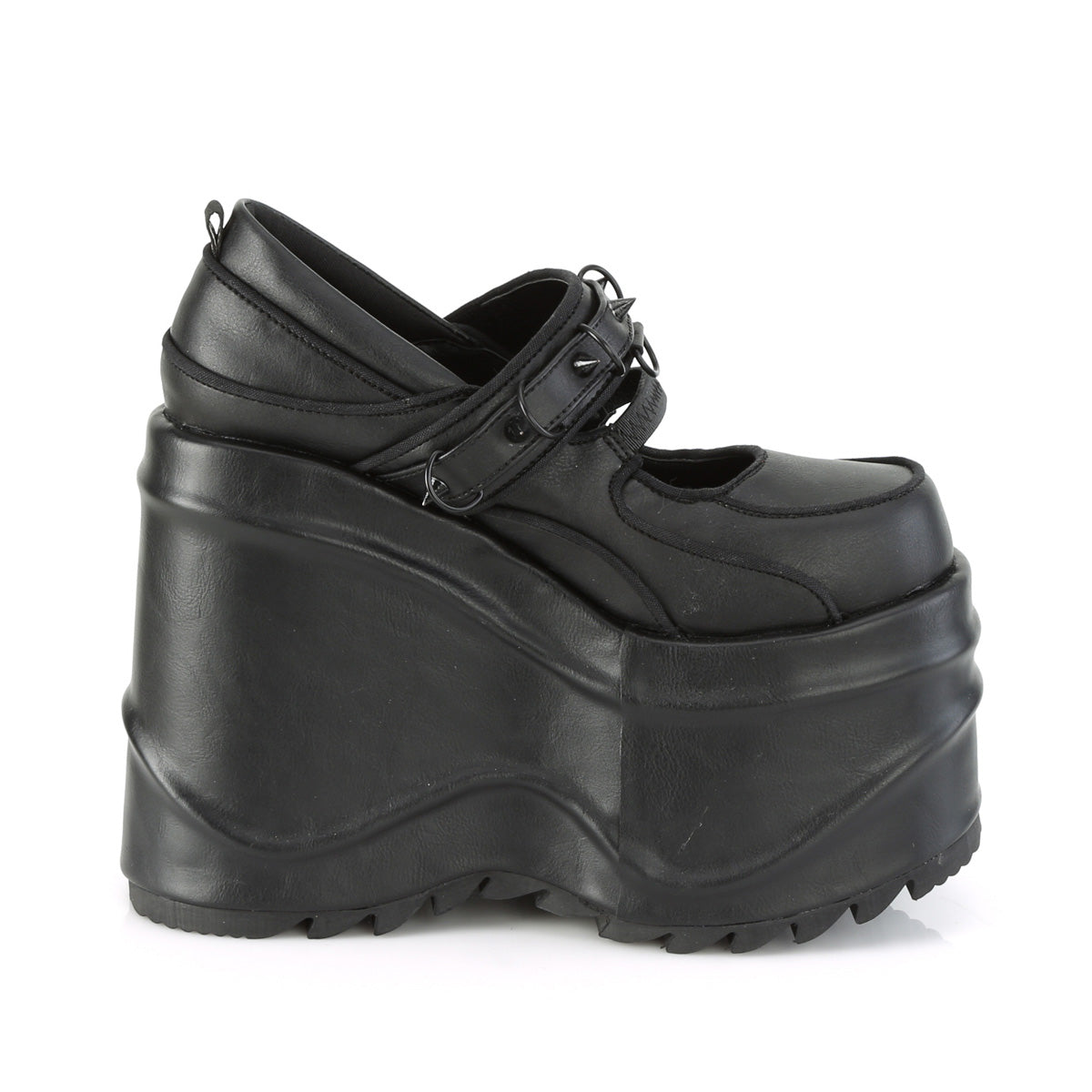 DemoniaCult Frauenpumpen WAVE-48 BLK Vegan Leder