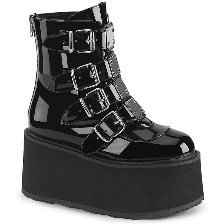DemoniaCult Ankle Boots DAMNED-105 Blk Pat