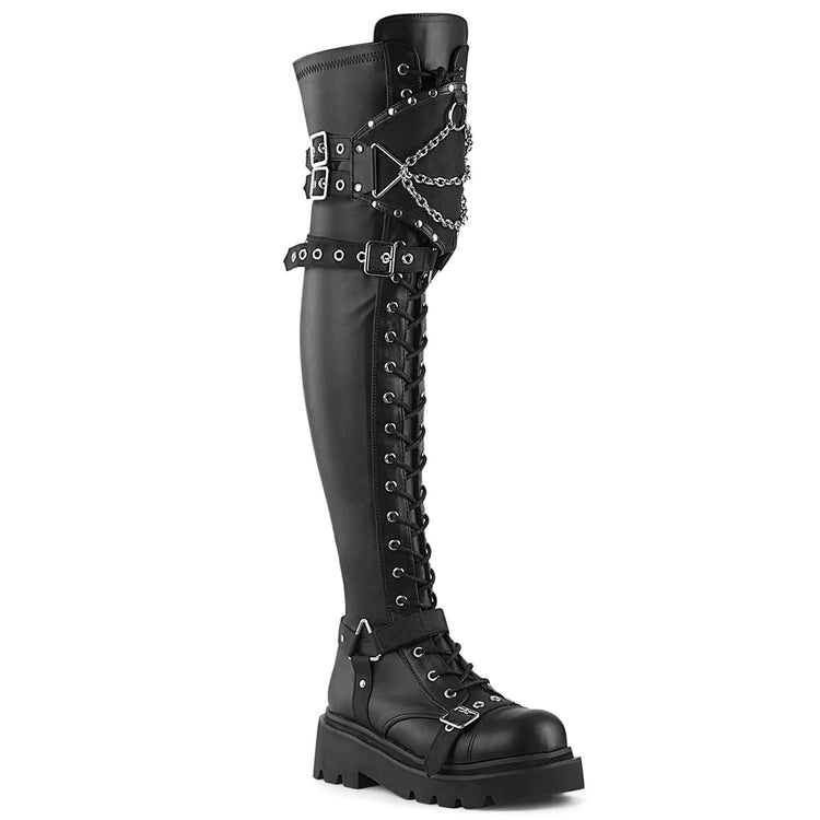 DemoniaCult Boots RENEGADE-320 Blk Stretch Vegan Leather