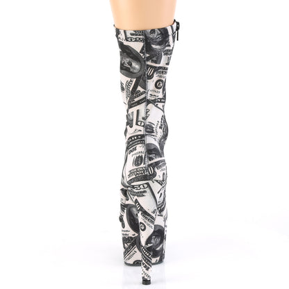 Pleaser Womens Ankle Boots ADORE-1002DP Wht-Blk Str. Fabric /Wht-Blk Fabric