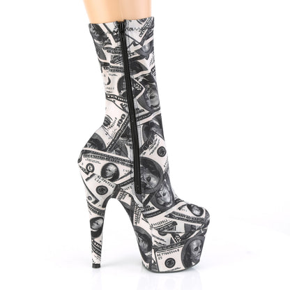 Pleaser Womens Ankle Boots ADORE-1002DP Wht-Blk Str. Fabric /Wht-Blk Fabric